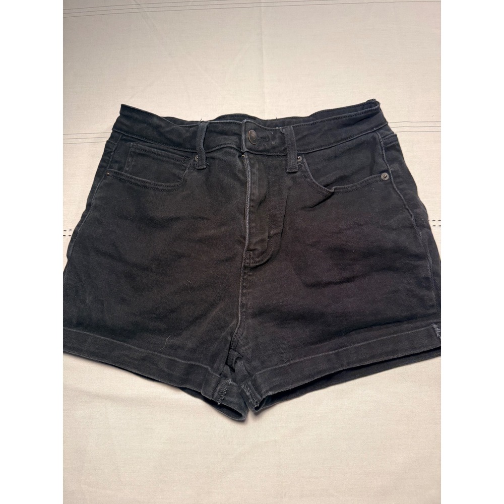 No Boundaries Women Black High Rise Cuffed Denim Shorts Size 11